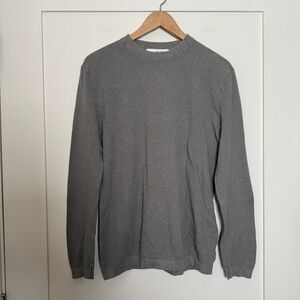 Selected Homme Sweater Mens Sz L Gray Knit Crew Neck Organic Cotton Minimalist